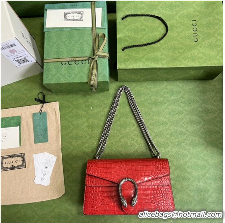 Buy Cheapest Gucci Dionysus Alligator pattern small shoulder bag 400249 red