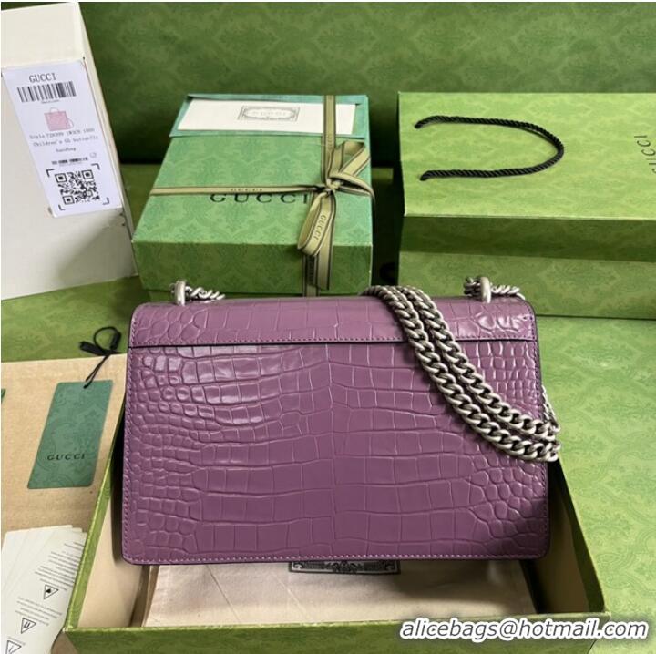 Trendy Design Gucci Dionysus Alligator pattern small shoulder bag 400249 purple