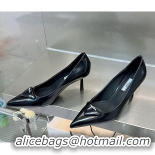 Comfortable Prada Brushed Leather Pumps 7.5cm Black 122876