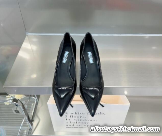 Comfortable Prada Brushed Leather Pumps 7.5cm Black 122876