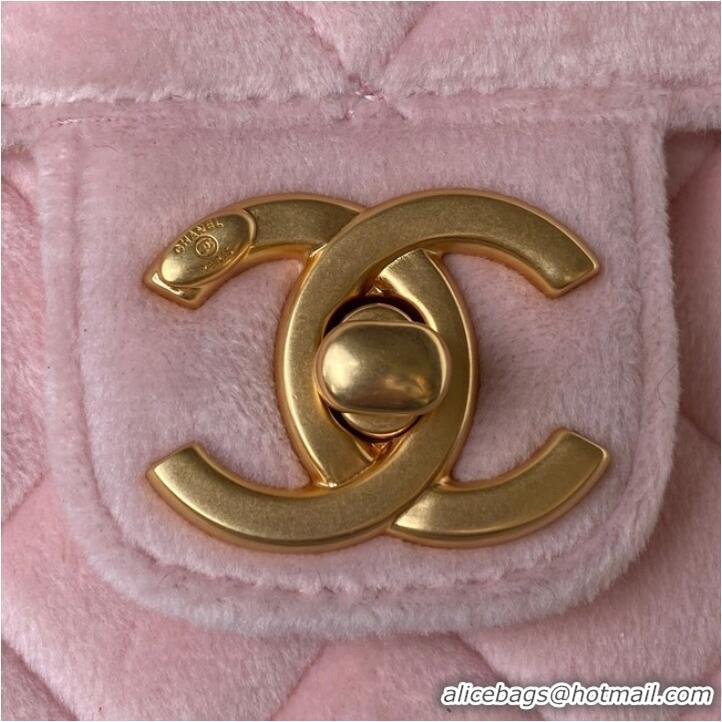 Buy Inexpensive Chanel 22 FLAP BAG Velvet & Gold-Tone Metal AS3432 pink