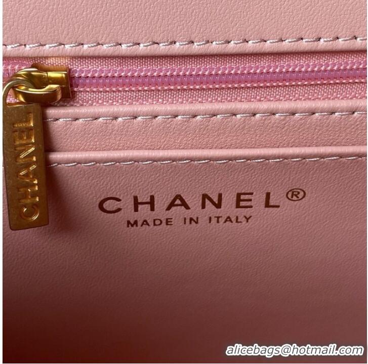 Buy Inexpensive Chanel 22 FLAP BAG Velvet & Gold-Tone Metal AS3432 pink