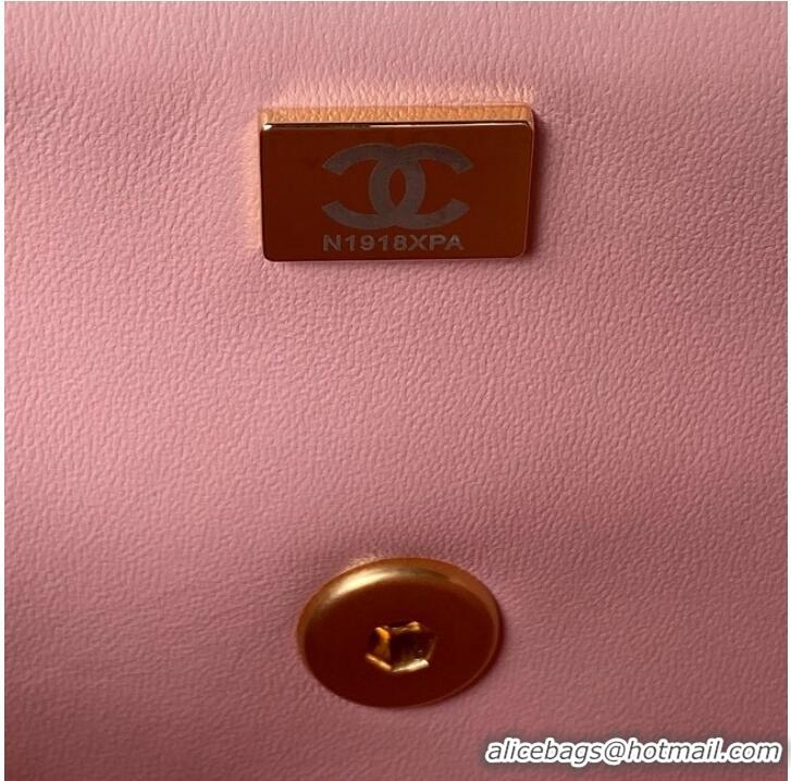 Buy Inexpensive Chanel 22 FLAP BAG Velvet & Gold-Tone Metal AS3432 pink