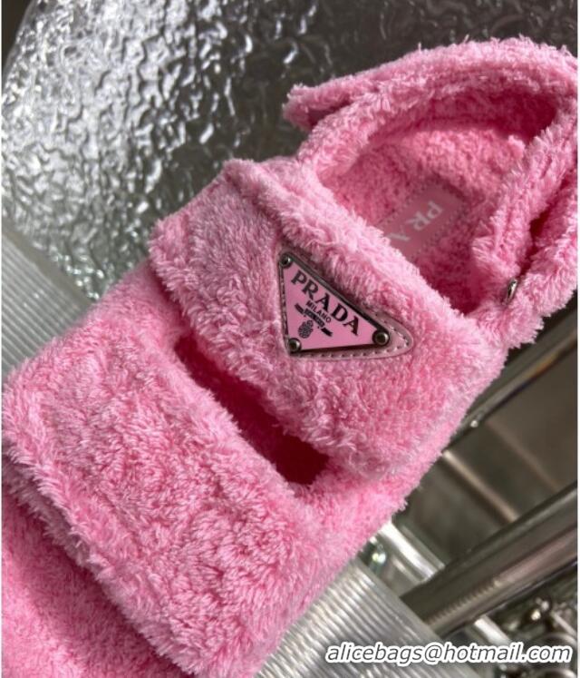 Purchase Prada Shearling Flat Sandals Pink 122958