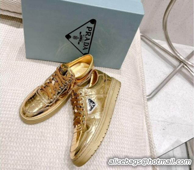 Low Cost Prada Downtown Metallic Leather Sneakers Gold 020940