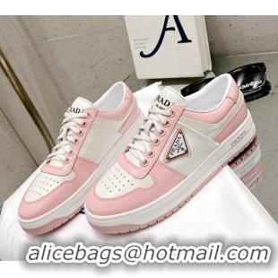 Best Luxury Prada Downtown Perforated Leather Sneakers Pink 020941