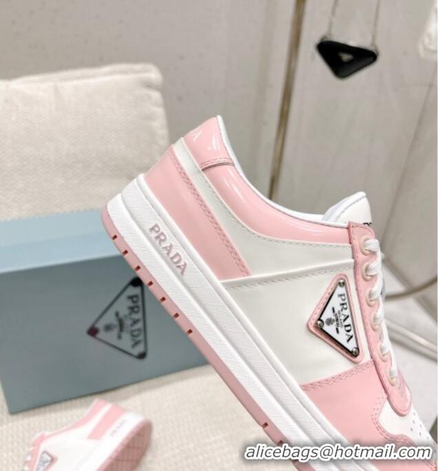 Best Luxury Prada Downtown Perforated Leather Sneakers Pink 020941