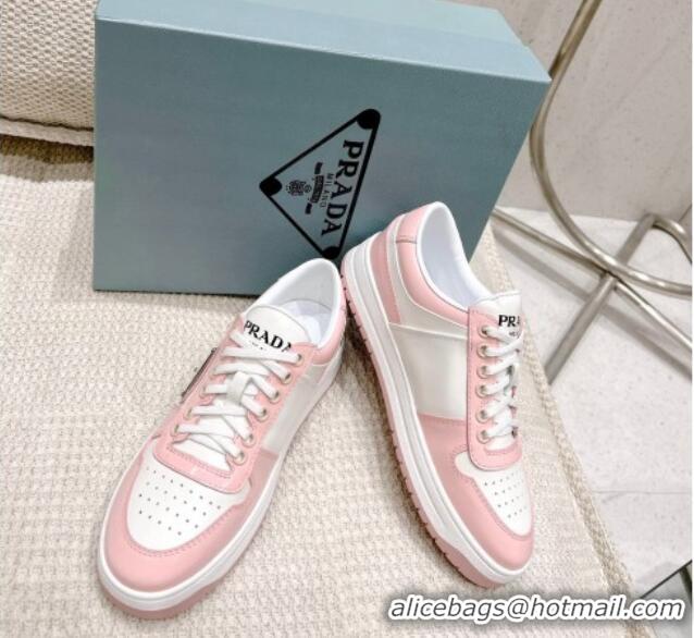 Best Luxury Prada Downtown Perforated Leather Sneakers Pink 020941