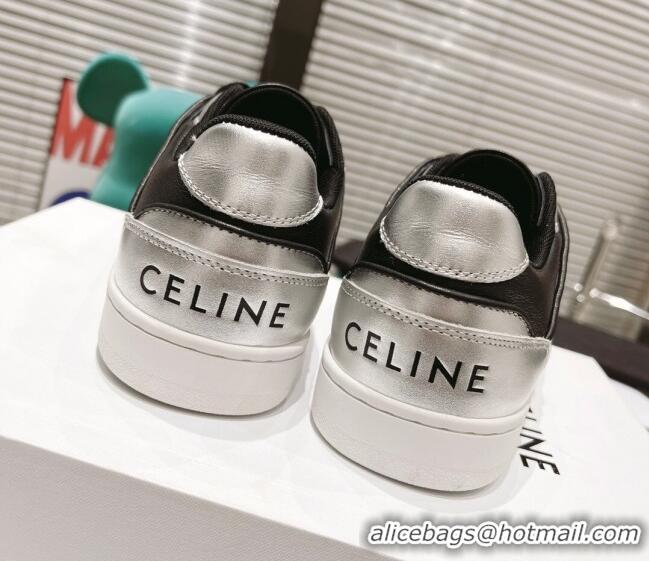 Perfect Celine CT-04 Trainer Low Lace-up Sneakers in Calfskin Black/Silver 020727