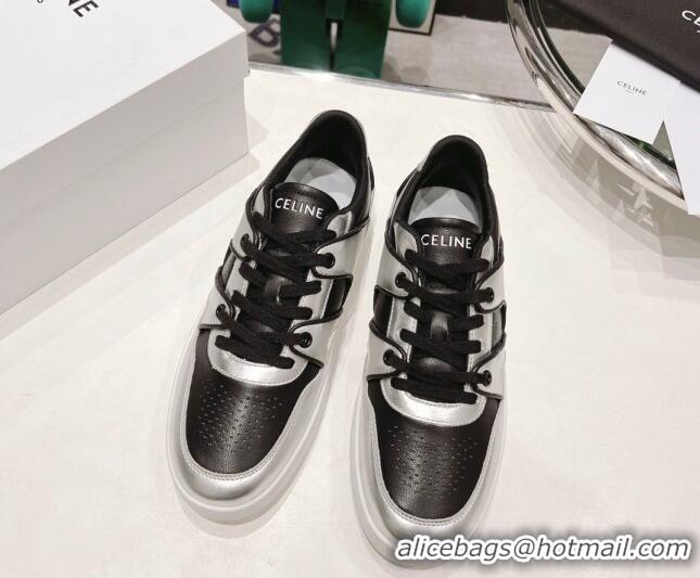 Perfect Celine CT-04 Trainer Low Lace-up Sneakers in Calfskin Black/Silver 020727