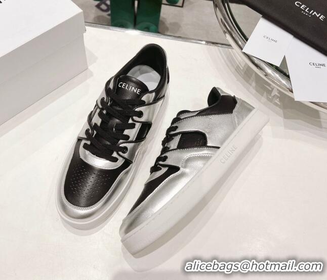 Perfect Celine CT-04 Trainer Low Lace-up Sneakers in Calfskin Black/Silver 020727