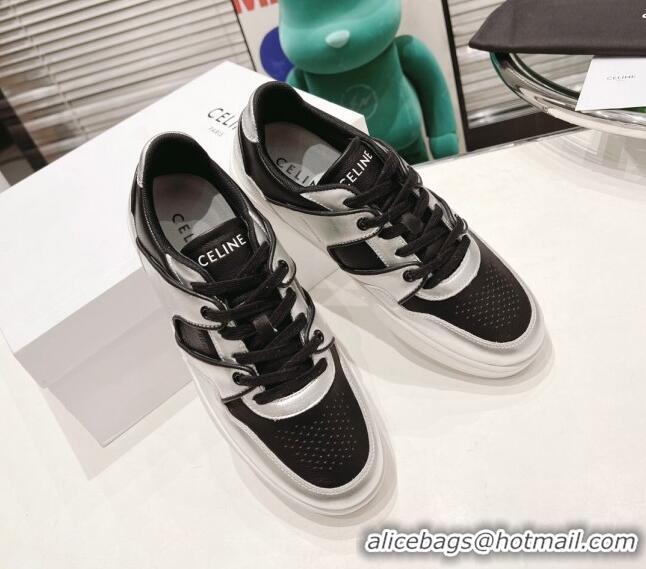 Perfect Celine CT-04 Trainer Low Lace-up Sneakers in Calfskin Black/Silver 020727