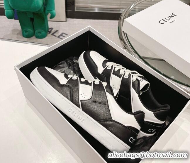 Low Price Celine CT-04 Trainer Low Lace-up Sneakers in Calfskin Black/White 020729