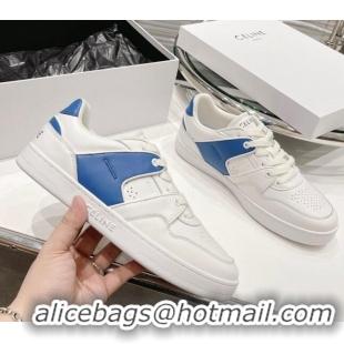 Super Quality Celine CT-04 Trainer Low Lace-up Sneakers in Calfskin White/Blue 020730