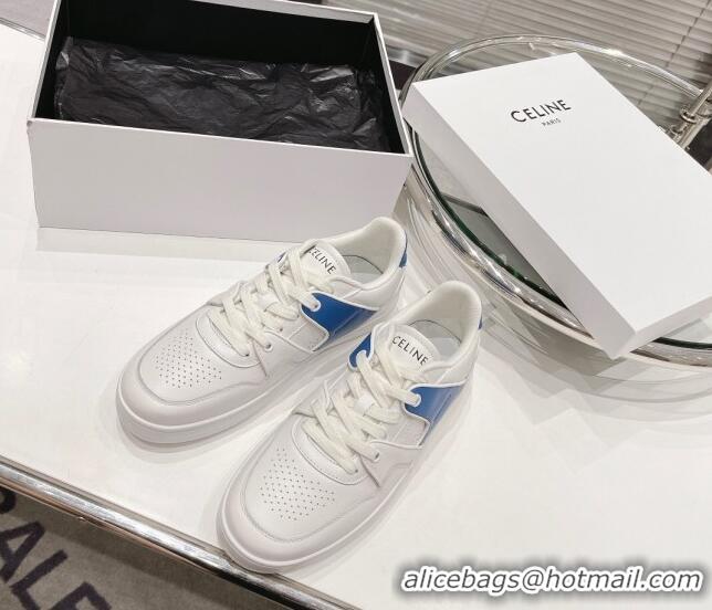 Super Quality Celine CT-04 Trainer Low Lace-up Sneakers in Calfskin White/Blue 020730