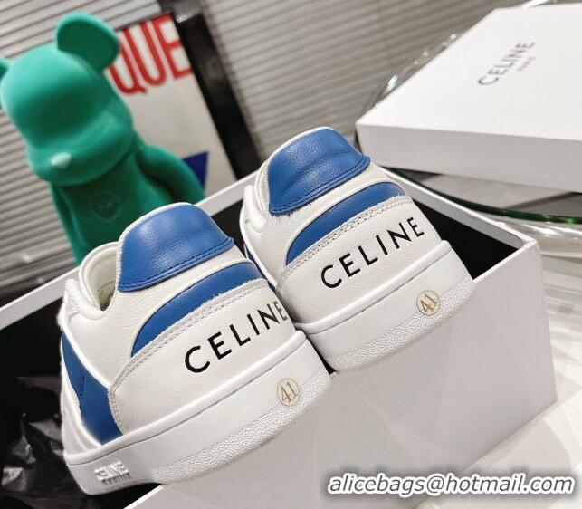 Super Quality Celine CT-04 Trainer Low Lace-up Sneakers in Calfskin White/Blue 020730