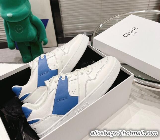 Super Quality Celine CT-04 Trainer Low Lace-up Sneakers in Calfskin White/Blue 020730