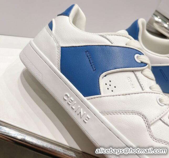 Super Quality Celine CT-04 Trainer Low Lace-up Sneakers in Calfskin White/Blue 020730