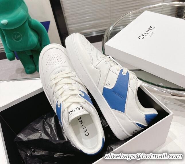 Super Quality Celine CT-04 Trainer Low Lace-up Sneakers in Calfskin White/Blue 020730