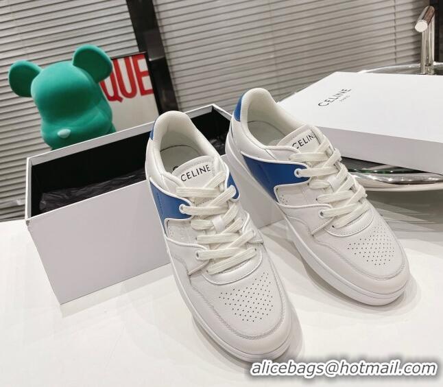 Super Quality Celine CT-04 Trainer Low Lace-up Sneakers in Calfskin White/Blue 020730