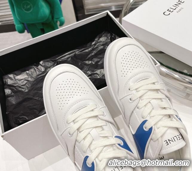 Super Quality Celine CT-04 Trainer Low Lace-up Sneakers in Calfskin White/Blue 020730