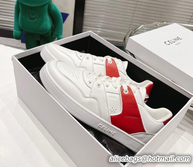 Duplicate Celine CT-04 Trainer Low Lace-up Sneakers in Calfskin White/Red 020731