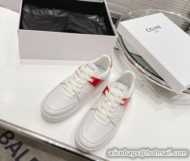 Duplicate Celine CT-04 Trainer Low Lace-up Sneakers in Calfskin White/Red 020731