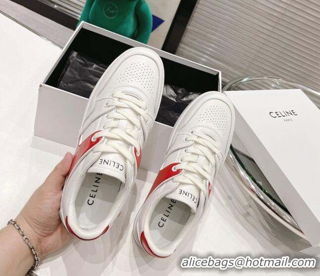 Duplicate Celine CT-04 Trainer Low Lace-up Sneakers in Calfskin White/Red 020731