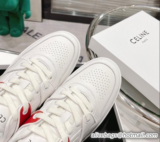 Duplicate Celine CT-04 Trainer Low Lace-up Sneakers in Calfskin White/Red 020731