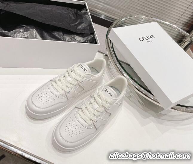 Super Quality Celine CT-04 Trainer Low Lace-up Sneakers in Calfskin All White 020732