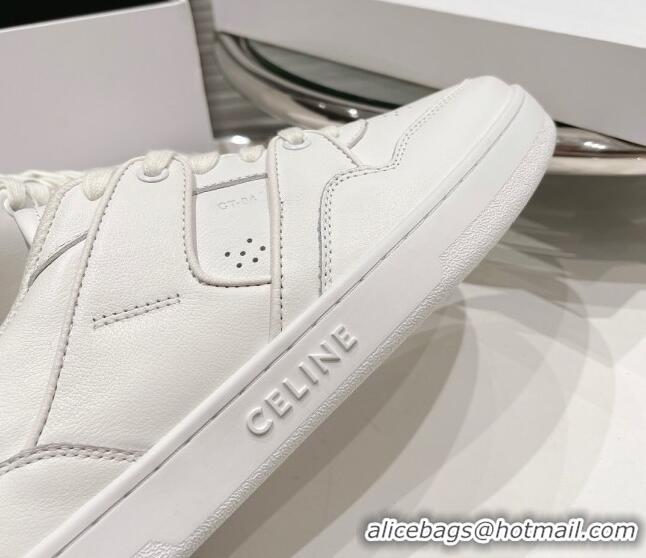 Super Quality Celine CT-04 Trainer Low Lace-up Sneakers in Calfskin All White 020732