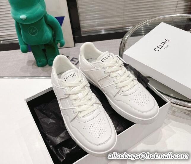 Super Quality Celine CT-04 Trainer Low Lace-up Sneakers in Calfskin All White 020732