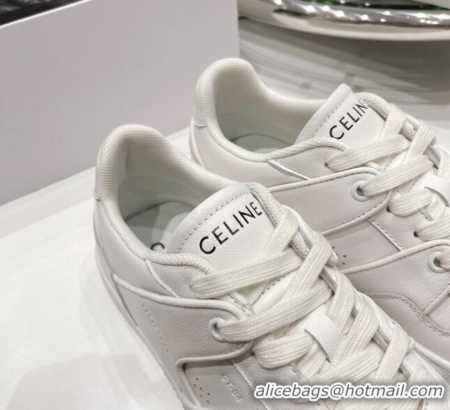 Super Quality Celine CT-04 Trainer Low Lace-up Sneakers in Calfskin All White 020732