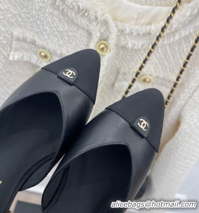 Unique Style Chanel Lambskin Flat Sandals with CC Tag Black 122239