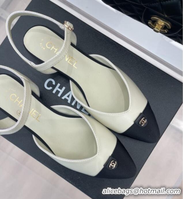 Most Popular Chanel Lambskin Flat Sandals with CC Tag White 122241