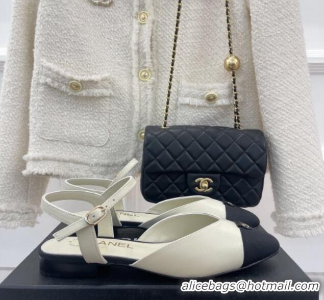 Most Popular Chanel Lambskin Flat Sandals with CC Tag White 122241