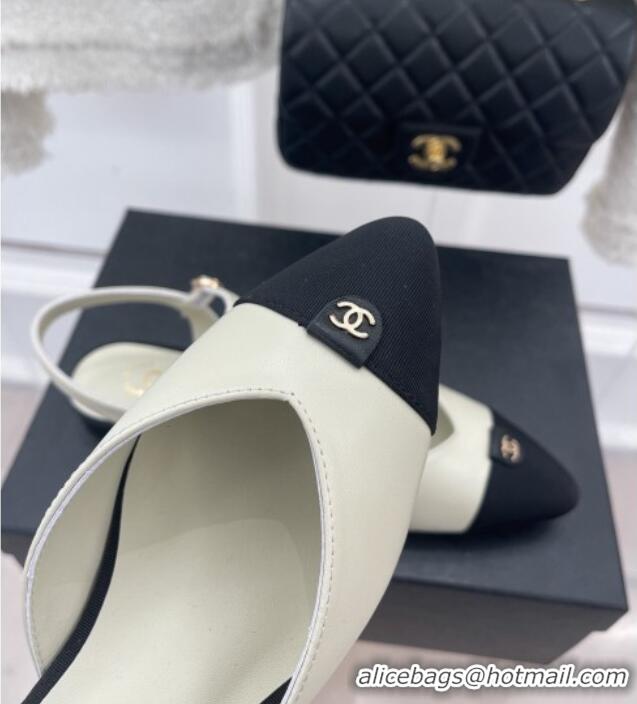 Most Popular Chanel Lambskin Flat Sandals with CC Tag White 122241