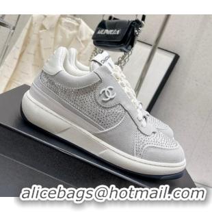 Charming Chanel Quilted Crystal Sneakers G39802 Grey