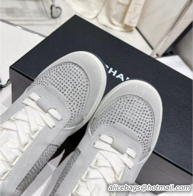 Charming Chanel Quilted Crystal Sneakers G39802 Grey