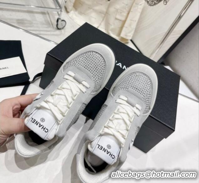 Charming Chanel Quilted Crystal Sneakers G39802 Grey