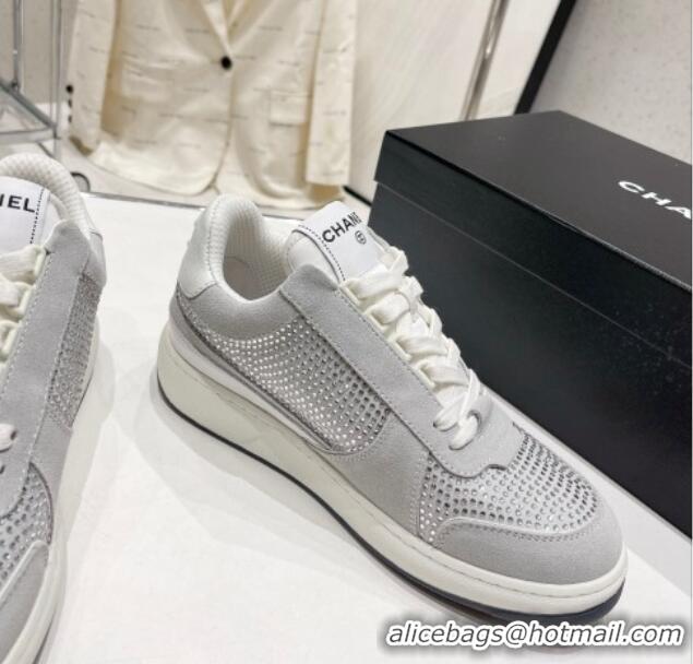 Charming Chanel Quilted Crystal Sneakers G39802 Grey