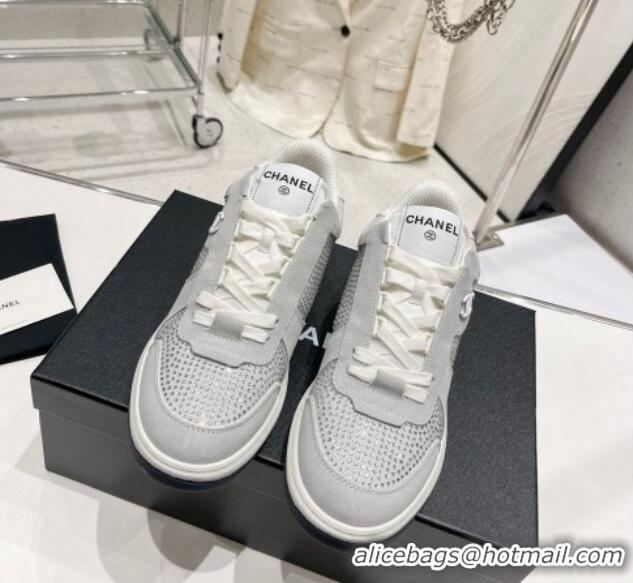 Charming Chanel Quilted Crystal Sneakers G39802 Grey