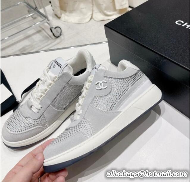 Charming Chanel Quilted Crystal Sneakers G39802 Grey