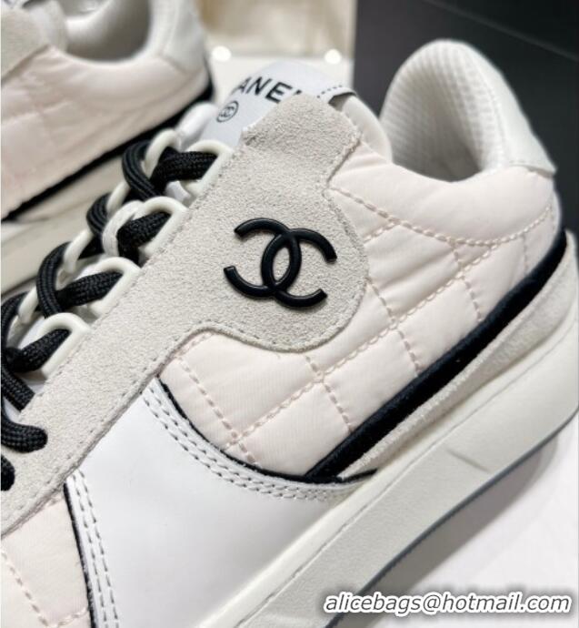 Grade Quality Chanel Quilted Fabric Sneakers G39802 Light Beige