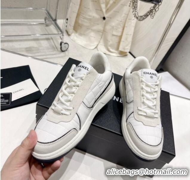 Purchase Chanel Quilted Fabric Sneakers G39802 White