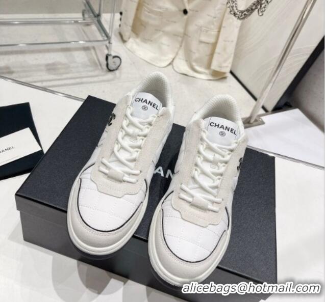 Purchase Chanel Quilted Fabric Sneakers G39802 White