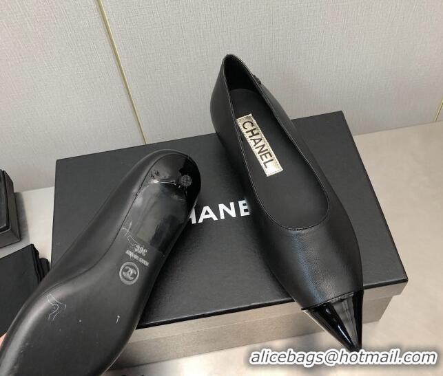 Top Design Chanel Calfskin & Patent Calfskin Pumps G39535 3.5cm Black