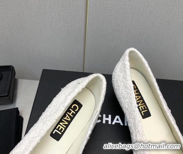 Luxurious Chanel Tweed & Patent Calfskin Pumps G39535 3.5cm White 122266