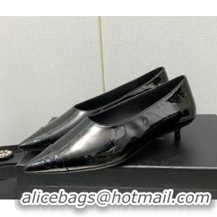 Durable Chanel Patent Calfskin Pumps G39535 3.5cm All Black