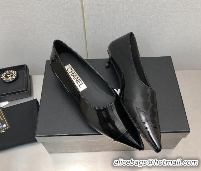 Durable Chanel Patent Calfskin Pumps G39535 3.5cm All Black